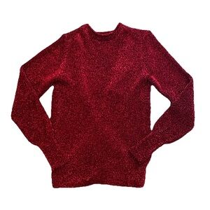 Zara Red Tinsel Knit Sweater with Open Back Size Small NWT